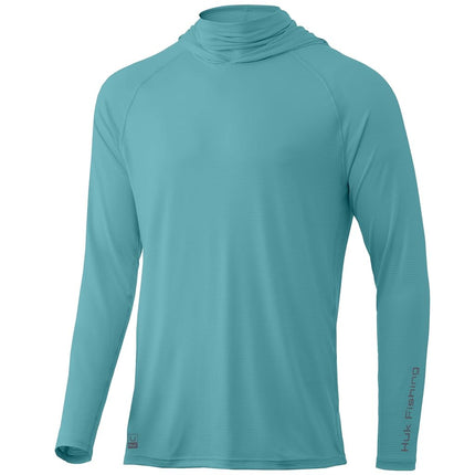 HUK Men's A1a Hoodie, Quick-Dry Hooded Fishing Shirt with Built in Neck Gaiter, Marine Blue, XXL