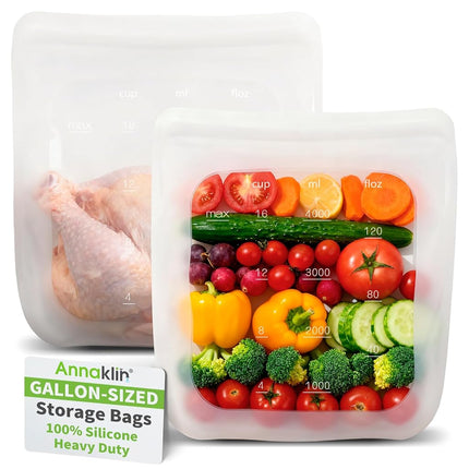 100% Silicone Gallon Freezer Bags, Extra Large Reu