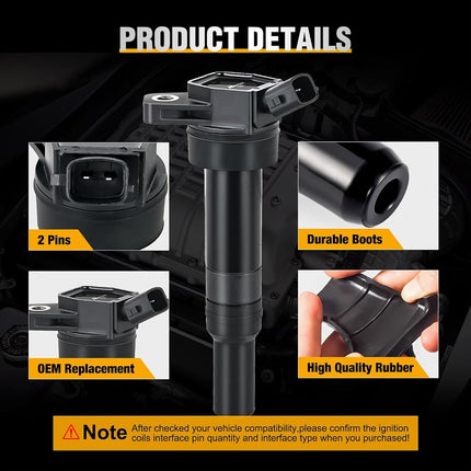 Nilight Ignition Coil Packs Set of 4 Fit UF651 for Hyundai KIA 2011 2012 2013 2014 2015 2016 17 18 19 2020 Tucson Elantra Soul FORTE 1.8 2.0L OE# 5C1861 C1804 1788511 273002E000 (2-pin) Ignition Coils
