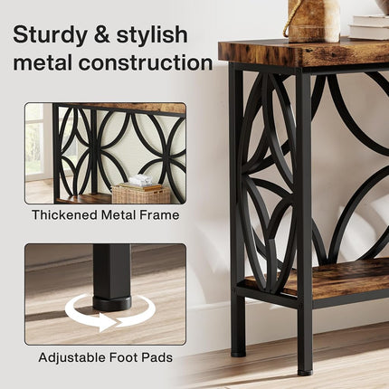 Tribesigns Hallway Console Table, 180 cm Long Sofa Table Behind Couch, Entry Console Table with Storage for Entryway, Living Room, Foyer, Unique Design, Rustic Brown