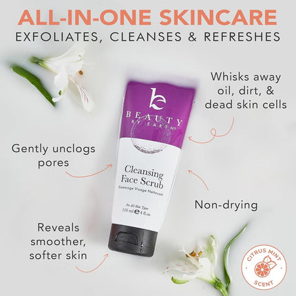 Gommage et nettoyant pour le visage microdermabrasion bio, ingrédients naturels et biologiques, nettoyant exfoliant pour un nettoyage en profondeur des pores et anti-âge, idéal pour l'acné, les peaux sèches, grasses ou sensibles des hommes et des femmes.