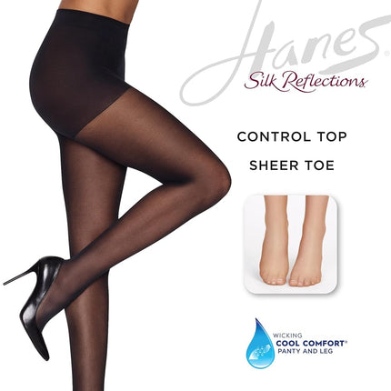 Hanes Silk Reflections Women's Sheerest Support Control Top, Little Color, C-D