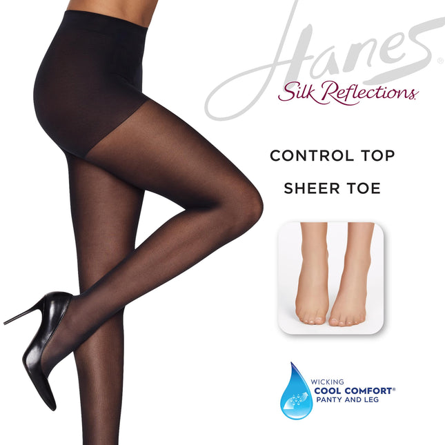 Hanes Silk Reflections Women's Sheerest Support Control Top, Little Color, E-F