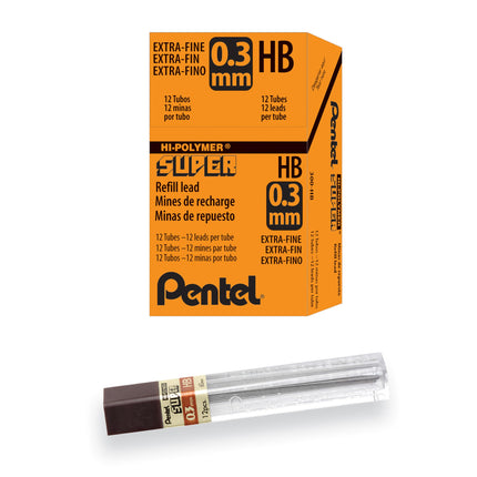 Pentel Hi-Polymer Lead Refills, HB, 0.3 mm - (Pack