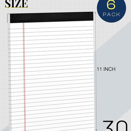 6 Pack 8.5 x 11 Legal Pads Paper Pads 8.5 x 11 White Note Pads for Work