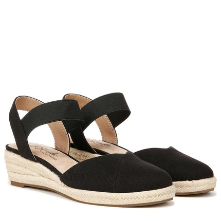 LifeStride Womens Kimmie Wedge Espadrilles Black 7.5 W