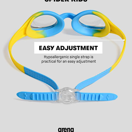 ARENA Spider Kids Swimming Goggles for Children, Swimming Pool Goggles with UV Protection, Self-Adjusting Nose Bridge, Hypoallergenic Silicone Seals, Anti-Fog Treatment, 2-5 Years