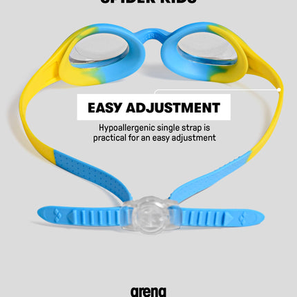 ARENA Spider Kids Swimming Goggles For Children, Pool Goggles With UV Protection, Self-Adjusting Nose Bridge, Hypoallergenic Silicone Seals, Anti-Fog Treatment, 2-5 Years