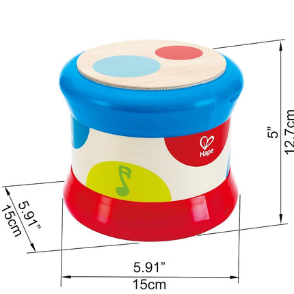 Hape Baby Drum | Colourful Rolling Drum Musical Instrument Toy for Toddlers 6 months and up | Rhythm & Sound Learning, Battery Powered