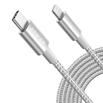 Anker USB C to Lightning Cable, New Nylon USB-C to Lightning Charging Cord [10ft MFi Certified] for iPhone 13 13 Pro 12 Pro Max 12 11 X XS XR 8 Plus, AirPods Pro, Supports Power Delivery (Silver)