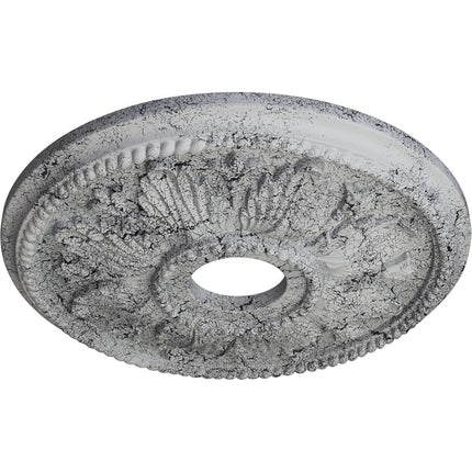 18 1/8"OD x 3 1/2"ID x 2 3/4"P Edinburgh Ceiling Medallion (Fits Canopies up to 5 1/8"), Hand-Painted Ultra Pure White Crackle