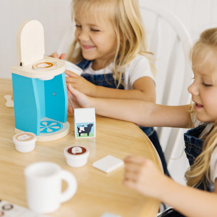 Melissa & Doug 11-Piece Brew and Serve Wooden Coffee Maker Set - Play Kitchen Accessories, Pretend Play Kitchen Accessories Kids Coffee Maker Play Set For Girls And Boys