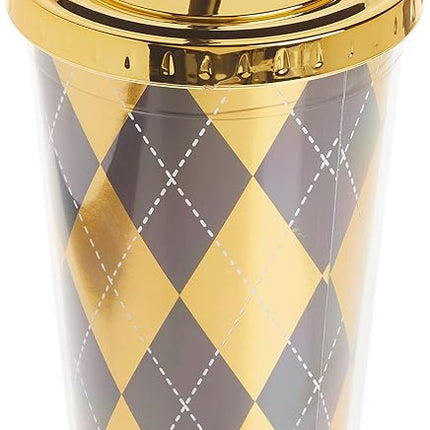 Spoontiques - Harry Potter Tumbler - Hufflepuff Foil Cup with Straw - 20 oz - Acrylic - Yellow