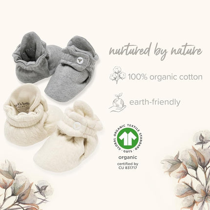 Burt's Bees Baby Unisex Baby - Baby Booties, Organic Cotton Adjustable Infant Shoes Slipper Sock