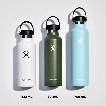 Hydro Flask - Water Bottle 709 ml (24 oz) - Vacuum Insulated Stainless Steel Water Bottle with Leak Proof Flex Cap and Powder Coat - Standard Mouth - Black