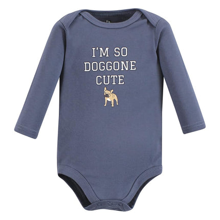 Hudson Baby Lot de 3 bodys en coton à manches longues pour bébé garçon, Chiens, 6-9 mois