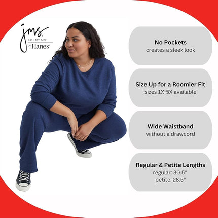Just My Size Women's Plus-Size EcoSmart Sweatpants, Ebony, 5X-Large