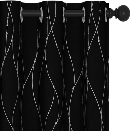 Deconovo Blackout Grommet Silver Pattern Printed C