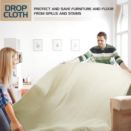 Utopia Drop Cloth for Painting (4x5 ft, 1 Pack) Washable and Reusable Canvas Fabric for Furniture & Floor Protection Highly Absorbent Paint Cover - Duck Dropcloth for Outdoor and Indoor Use