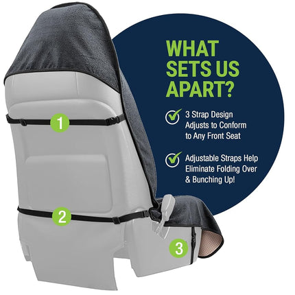 Season Guard Terry Cloth Sweat Towel Seat Cover; Carseat Towel Protector; Great for Gym Workout; Waterproof; Universal Fit for Car SUV Van Truck; EZ fit; Non Slip Grip; Machine Washable; 2pc Grey
