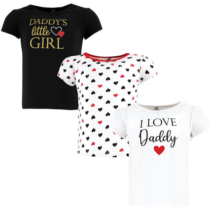 Hudson Baby Camisetas de manga corta unisex para bebé, diseño de niña Daddy, rojo y negro, 4 Toddler