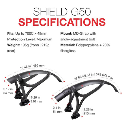ZEFAL 28 GRAVEL SHIELD G50 SET 2024 MUDGUARDS, Black