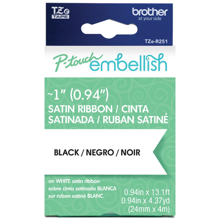 Brother P-Touch Embellish Black Print on White Sat