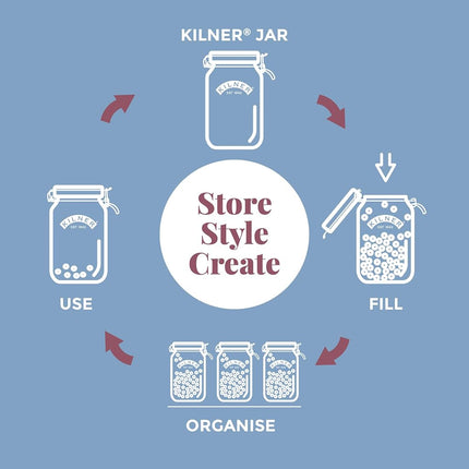 Kilner Clip-Top Storage Jar, 1 Litre, Airtight, Glass, for Fruit, Vegetables, Coffee, Tea, Flour
