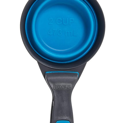 Dexas Pets Collapsible KlipScoop Collapsible Dry Dog Food Scoop and Dog Food Bag Clip, 2 Cup Capacity, Pro Blue