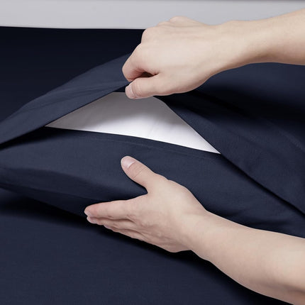Flannel Pillowcases Standard Set of 2 - Ultra Soft Flannel Pillowcases Set Cozy & Breathable Pillow Cases Queen Size Set of 2 - Heavyweight & Durable, Standard/Queen, Navy Blue