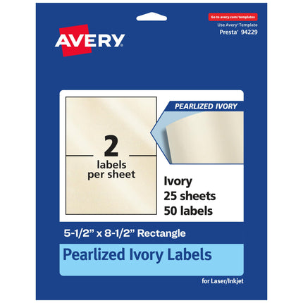 Avery Pearlized Ivory Rectangle Labels, 5.5" x 8.5