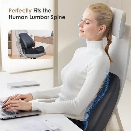 FLORICH Lumbar Support Pillow and Car Seat Cushion, Ergonomic Back Support Pillow and Seat Chair Cushion for Office Chair, Memory Foam Lumbar Support and Car Seat Cushion for Car Seat Driver - Black