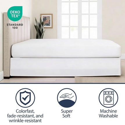 Lux Hotel Microfiber Tailored Style Bed Skirt with Classic 14 Inch Drop Length, Twin, White