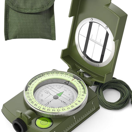 Sportneer Compass: Accurate Durable Lightweight Orienteering Compass with Strap and Carrying Case, Glow in The Dark Waterproof Hiking Essentials for Camping Backpacking, Best Survival Gifts for Kids