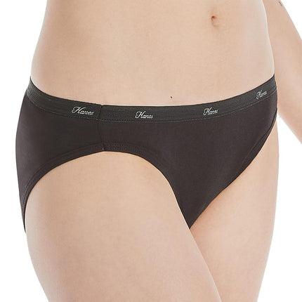 Hanes Women's Tagless All Day Comfort Cotton Bikini Panties, Black, 6