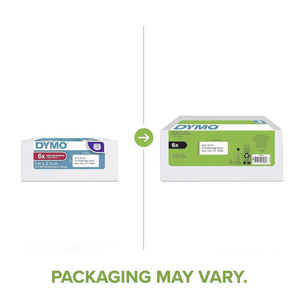 DYMO Authentic LabelWriter Multi-Purpose Labels for LabelWriter Label Printers, White, 1'' x 2-1/8'' (30336), 6 Rolls of 500