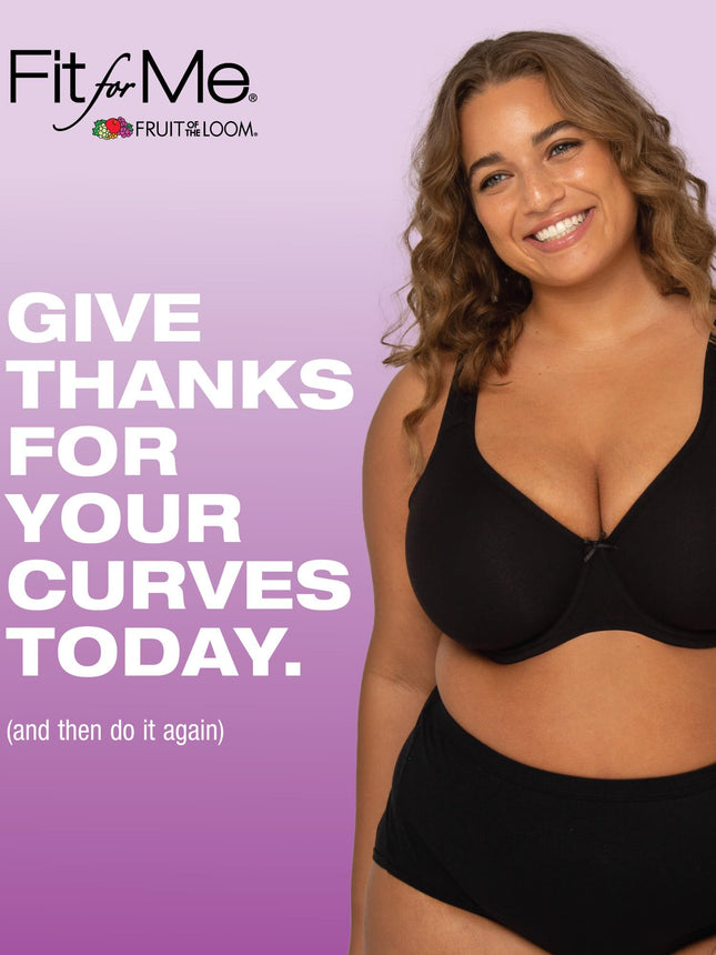 Fruit of the Loom Women's Fit for Me Collection: Plus-Size Unlined Underwire Bra-Cotton Comfort & Pinch-Free Straps Full Coverage, Opaque, Sand/Black Hue, 40E (Pack of 2)
