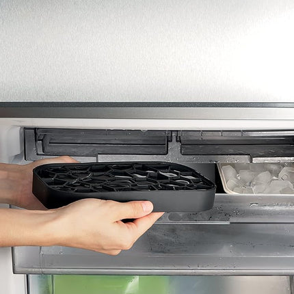 Lekue Ice Box | Ice Cube Tray for Freezer with Lid & Bin | Made with 100 Percent Platinum Silicone | Elegant and Retro Style Ice Cubes | for Cocktails, Ice Tea & Coffee and More | Black