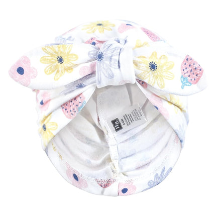 Hudson Baby Infant Girls Turban Cotton Headwraps, 0-24 Months, Flowers and Strawberries, 0-24 Months