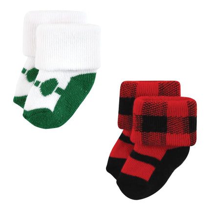 Hudson Baby Baby Girls' Cotton Rich Newborn and Terry Socks, 12 Days of Christmas Girl, 12-24 Months