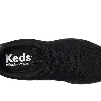 Keds Women's Blisswalk Lace-up Sneaker, Black/Black Knit, 8.5