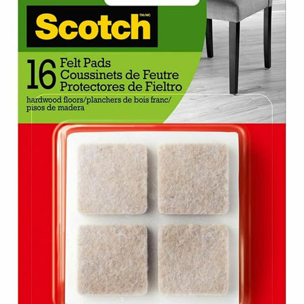Scotch SP844 SP844-NA Felt Furniture Pads, Beige, Square 1"
