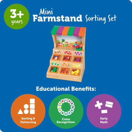 Learning Resources Mini Farmstand Sorting Set, Play Food, Play Kitchen, Sorting Toy, Kitchen Playset, Ages 3+