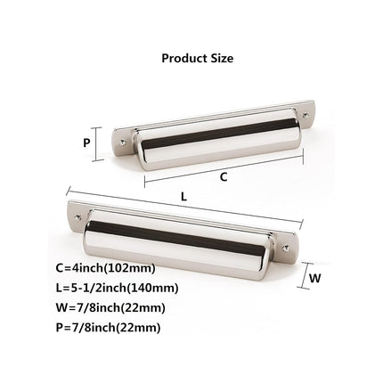 khtumeware 10 Pack 4" Polished Nickel Cabinet Cup Pulls Kitchen Hardware Cabinet Handles Drawer Handles Knobs 4 inch Hole Center