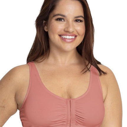 Fruit of the Loom Women's Front Close Builtup Sports Bra, Desert Dusk/Olive Night/Black, 38