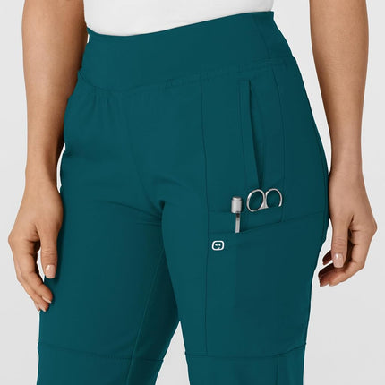 WonderWink 5555ACARIMD W123 Women's Comfort Waist Cargo Jogger Pant, Caribbean, Standard-M Size