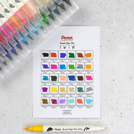 Pentel SESW30C-30 Rotulador Doble Brush Sign, Set de 30 Colores, Rotuladores de Fibra con Dos Puntas Flexibles, Tinta a Base de Agua, Surtidos, Paquete de 30