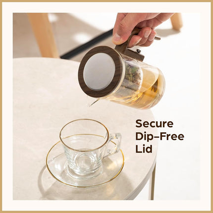 WOLTBLOOM Enchanti Tea Pot - Modern Glass Infuser Teapot - Water Separation Magic Teapot with Heat-Resistant Handle - Elegant Gift Box & Writable Card - Perfect for Loose Leaf Tea - 600 ML (20oz)