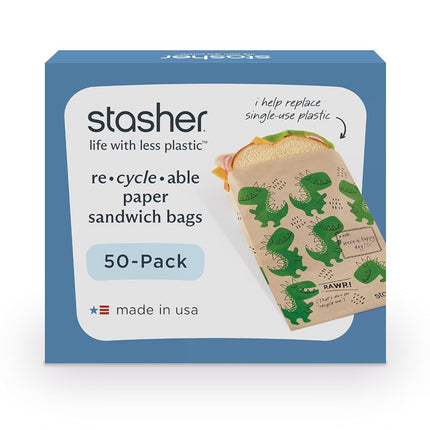 Stasher Recyclable Sealable Paper Sandwich Bags fo