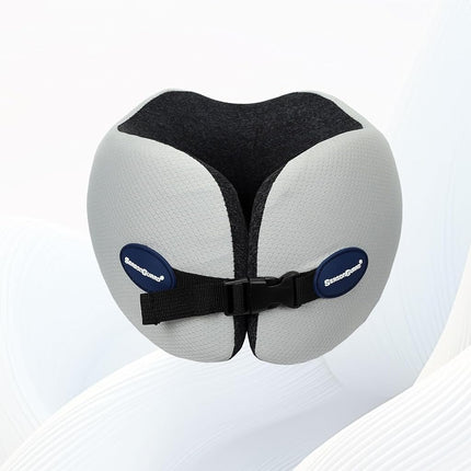 Season Guard Travel Head Support Neck Pillow, Cervical Spine Support Pillows for Flight Headrest Sleep, Cozy Soft Airplane Car Office Rest Adult Kids, A01 Wide Strape with Breathable Cover, Light Grey